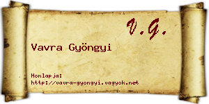 Vavra Gyöngyi névjegykártya